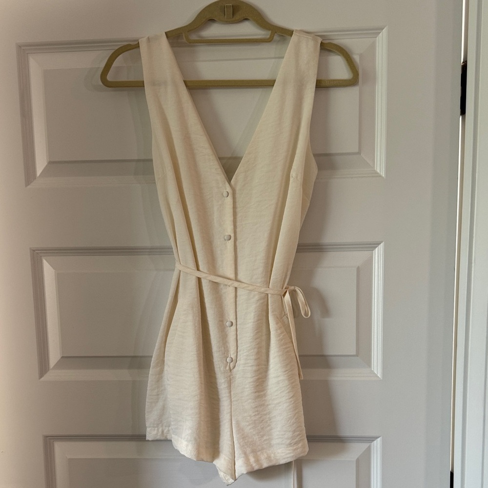 Honey Belle Cream Button-Up Romper